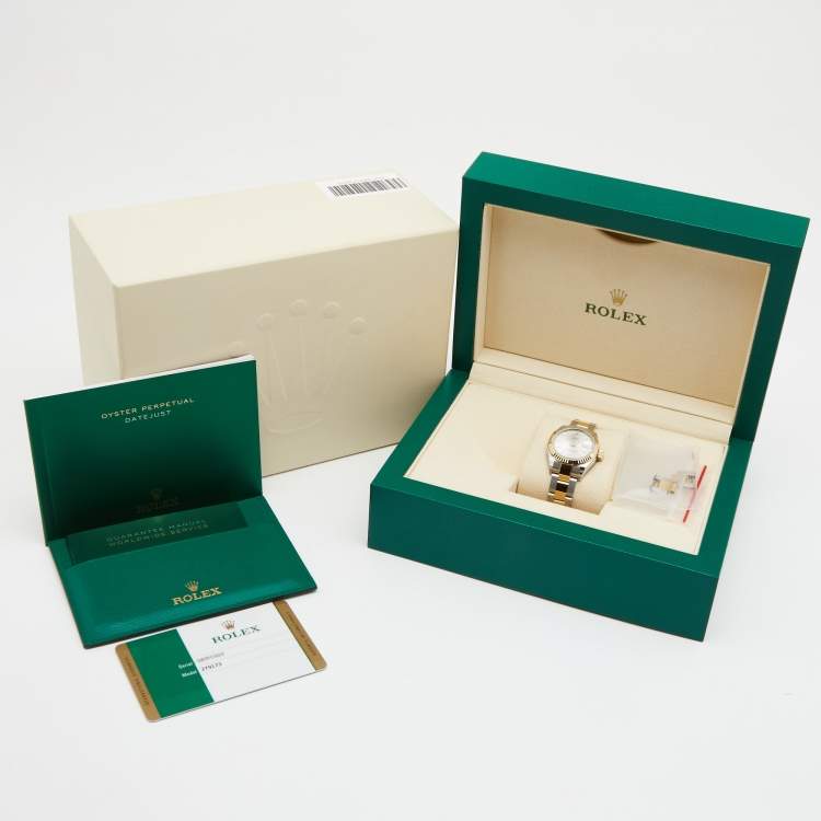 Pre Owned Rolex Silver 18K Yellow Gold Oystersteel Datejust M279173-0020 Women's Wristwatch 28 mm