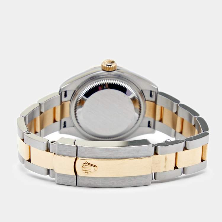 Pre Owned Rolex Silver 18K Yellow Gold Oystersteel Datejust M279173-0020 Women's Wristwatch 28 mm