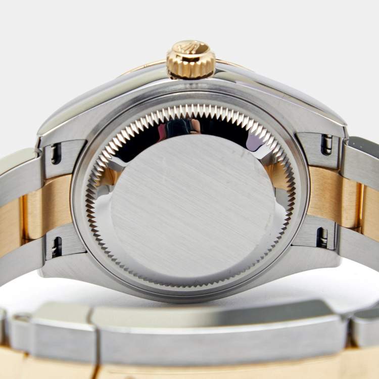 Pre Owned Rolex Silver 18K Yellow Gold Oystersteel Datejust M279173-0020 Women's Wristwatch 28 mm