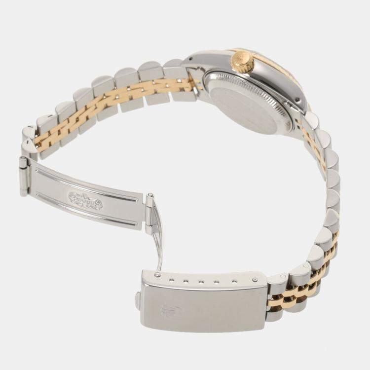 Pre Owned Rolex Champagne Diamonds 18k Yellow Gold And Stainless Steel Datejust 69173 Women's Wristwatch 26 mm