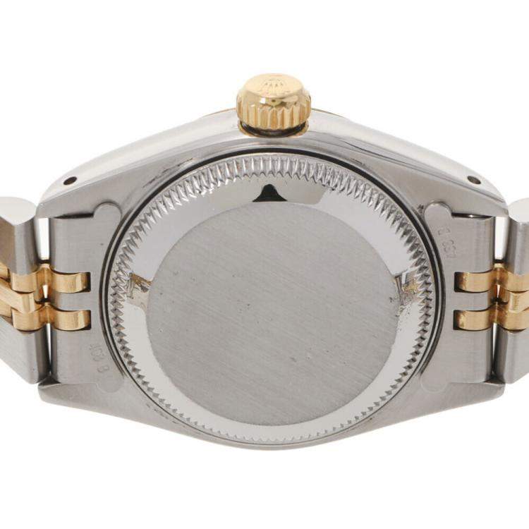 Pre Owned Rolex Champagne Diamonds 18k Yellow Gold And Stainless Steel Datejust 69173 Women's Wristwatch 26 mm