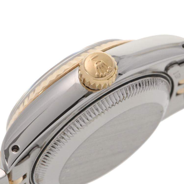 Pre Owned Rolex Champagne Diamonds 18k Yellow Gold And Stainless Steel Datejust 69173 Women's Wristwatch 26 mm