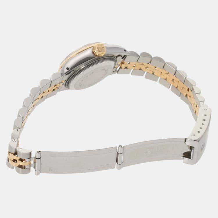 Pre Owned Rolex Champagne Diamonds 18K Yellow Gold And Stainless Steel Datejust 69173 Women's Wristwatch 26 mm