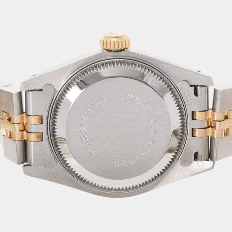 Pre Owned Rolex Champagne Diamonds 18K Yellow Gold And Stainless Steel Datejust 69173 Women's Wristwatch 26 mm
