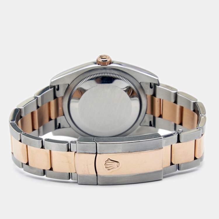 Pre Owned Rolex Pink Diamond 18k Everose Stainless Steel Datejust 116231 Women's Wristwatch 36 mm