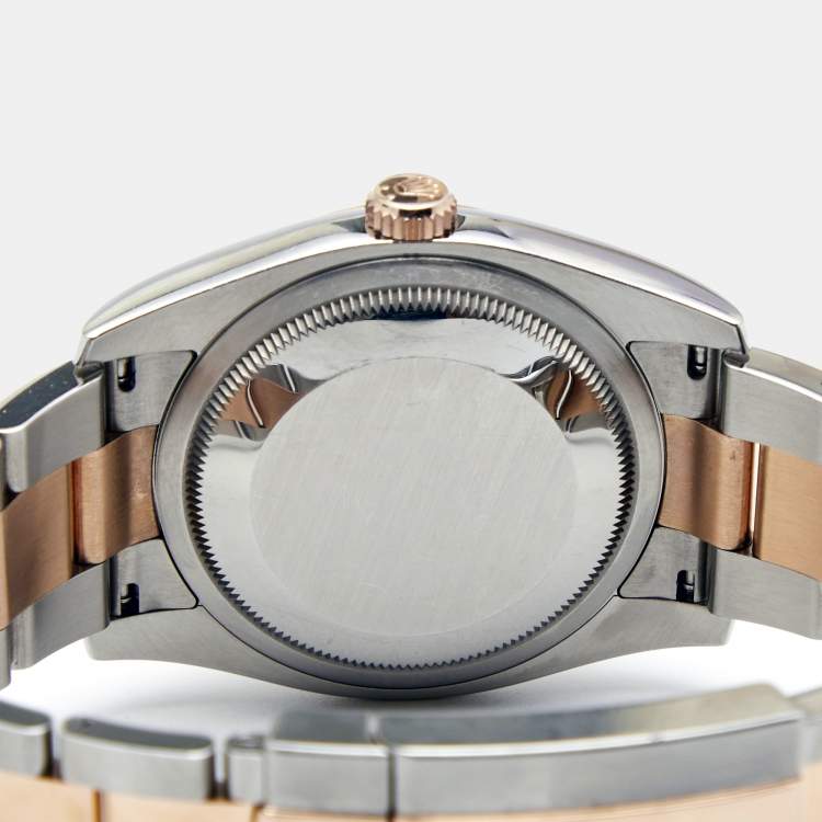 Pre Owned Rolex Pink Diamond 18k Everose Stainless Steel Datejust 116231 Women's Wristwatch 36 mm
