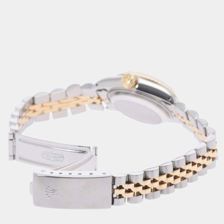 Pre Owned Rolex Champagne Diamonds 18K Yellow Gold And Stainless Steel Datejust 69173 Automatic Women's Wristwatch 26 mm