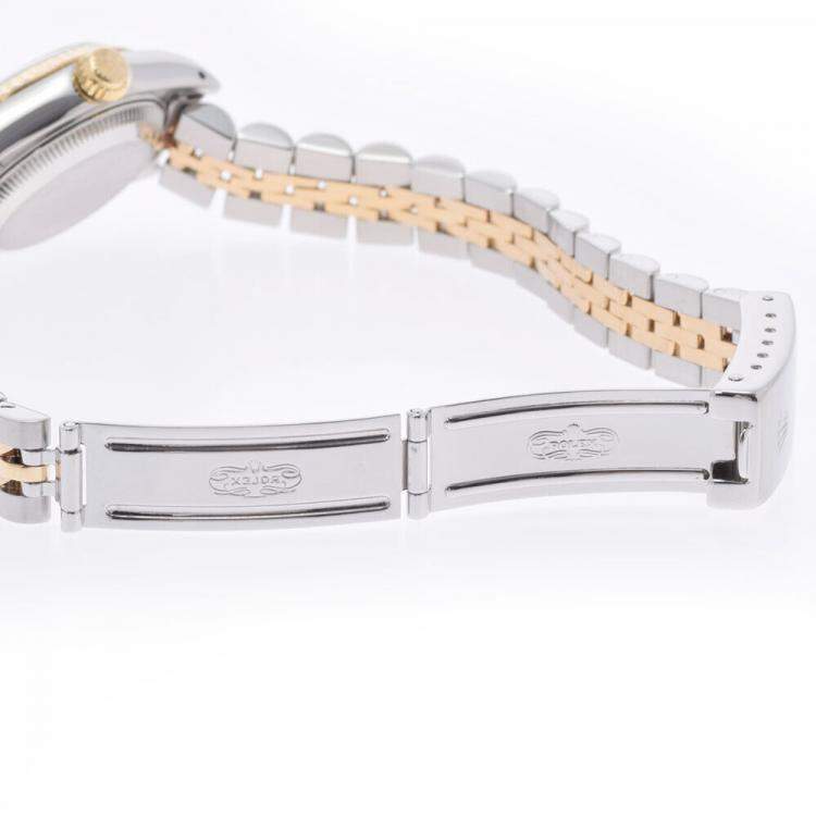 Pre Owned Rolex Champagne Diamonds 18K Yellow Gold And Stainless Steel Datejust 69173 Automatic Women's Wristwatch 26 mm