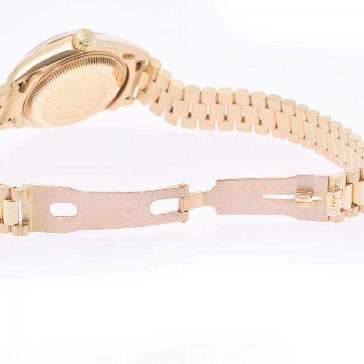Pre Owned Rolex Champagne Diamonds 18K Yellow Gold Datejust 69178 Automatic Women's Wristwatch 26 mm