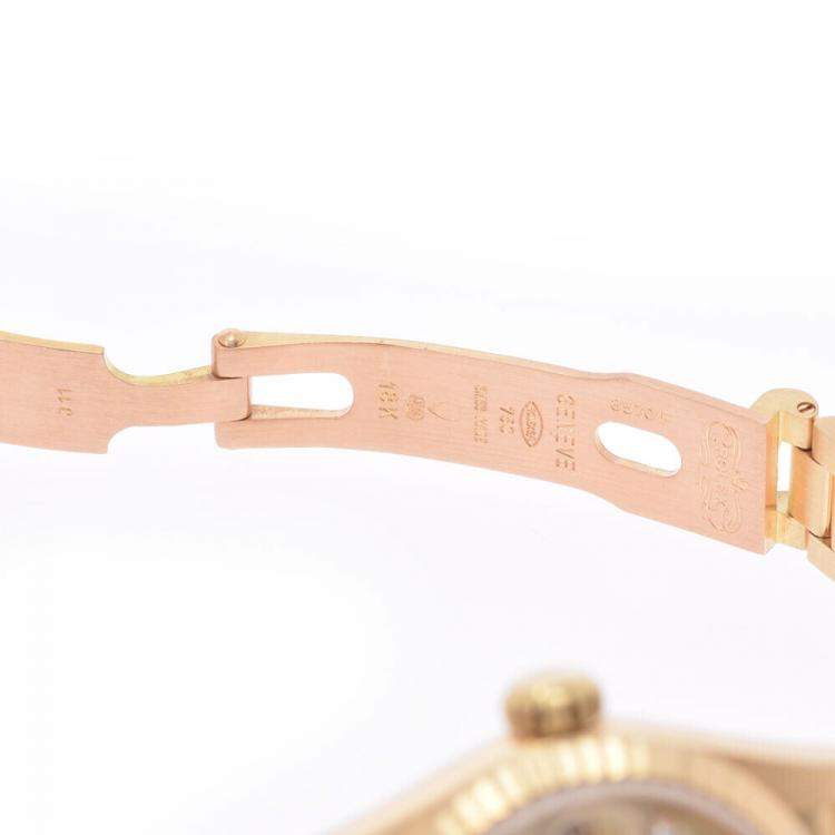 Pre Owned Rolex Champagne Diamonds 18K Yellow Gold Datejust 69178 Automatic Women's Wristwatch 26 mm