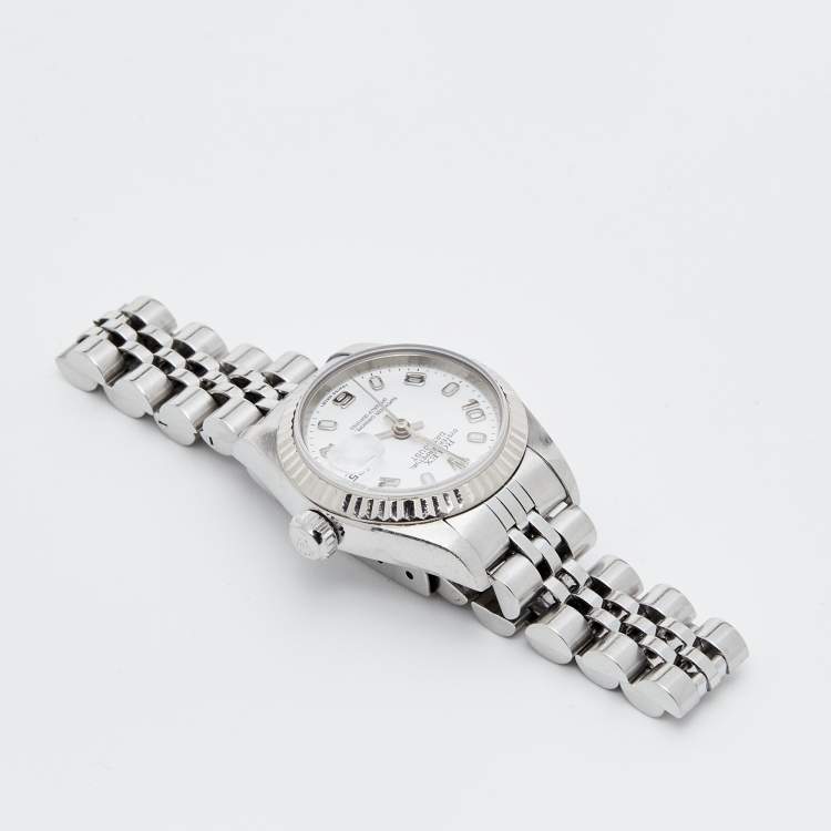 مملوكة مسبقًا Rolex White 18K White Gold Stainless Steel Datejust 79174 Women's Wristwatch 26 mm