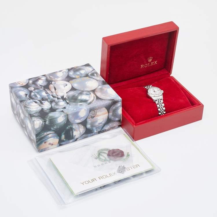 مملوكة مسبقًا Rolex White 18K White Gold Stainless Steel Datejust 79174 Women's Wristwatch 26 mm