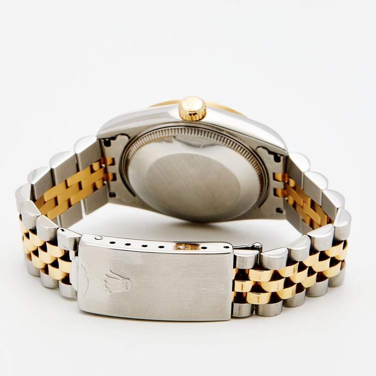 Pre Owned Rolex Mother of Pearl 18k Yellow Gold Stainless Steel Datejust 68273 Women's Wristwatch 31 mm 
