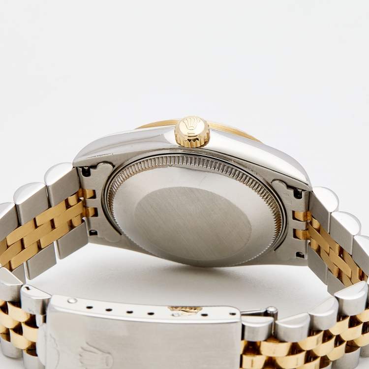 Pre Owned Rolex Mother of Pearl 18k Yellow Gold Stainless Steel Datejust 68273 Women's Wristwatch 31 mm 