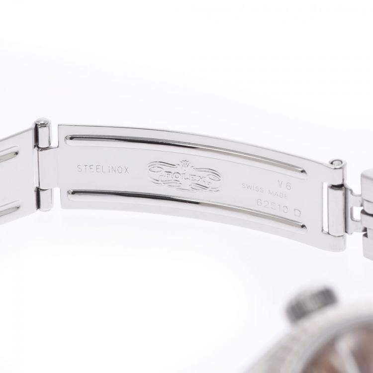 Pre Owned Rolex Pink 18K White Gold And Stainless Steel Datejust 69174 Automatic Women's Wristwatch 26 mm