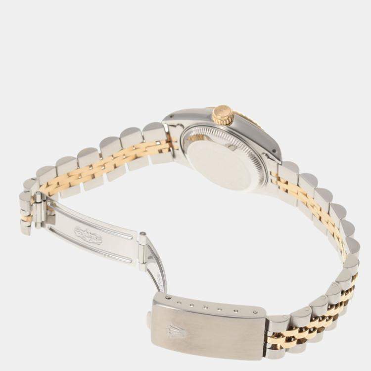 Pre Owned Rolex Champagne 18K Yellow Gold And Stainless Steel Datejust 69173 Women's Wristwatch 26 mm