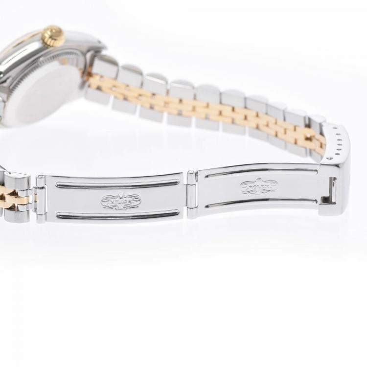 Pre Owned Rolex Champagne Diamonds 18K Yellow Gold And Stainless Steel Datejust 69173G Automatic Women's Wristwatch 26 mm