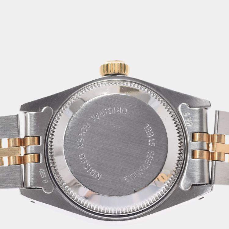 Pre Owned Rolex Champagne Diamonds 18K Yellow Gold And Stainless Steel Datejust 69173G Automatic Women's Wristwatch 26 mm