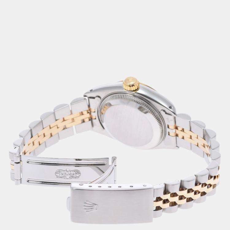 Pre Owned Rolex Champagne Diamonds 18K Yellow Gold And Stainless Steel Datejust 69173G Automatic Women's Wristwatch 26 mm