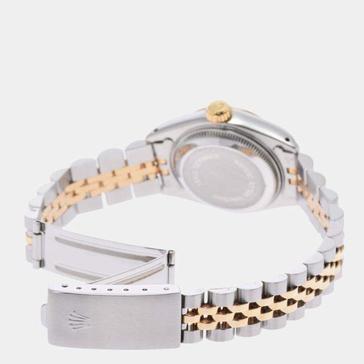 Pre Owned Rolex Champagne Diamond 18K Yellow Gold And Stainless Steel Datejust 69173G Automatic Women's Wristwatch 26 mm