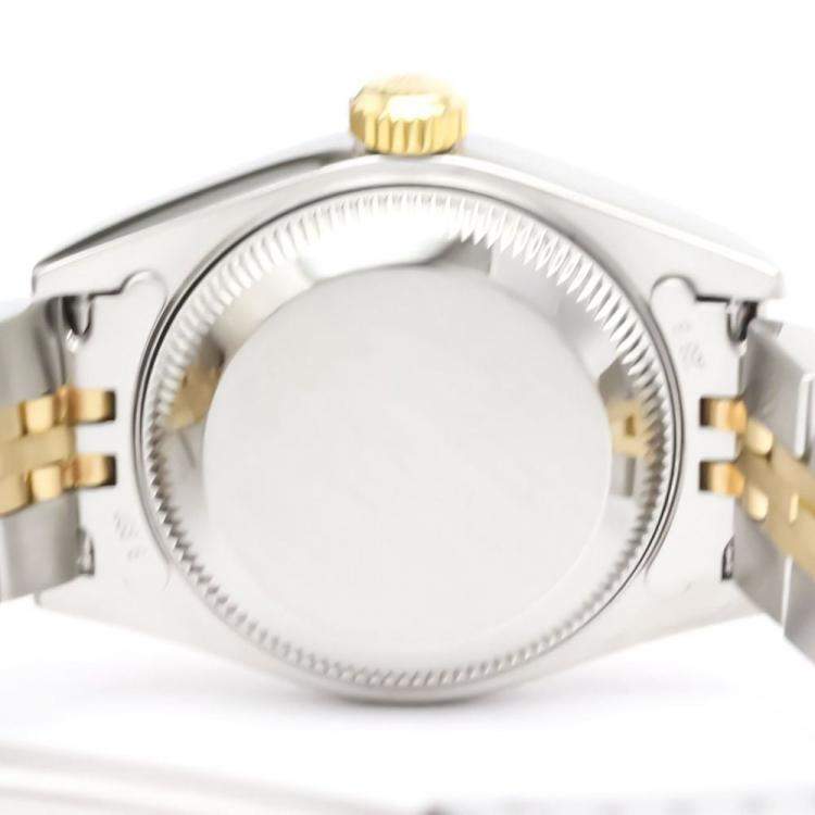 Pre Owned Rolex Champagne Diamond 18k Yellow Gold And Stainless Steel Datejust 79173G Automatic Women's Wristwatch 26 mm