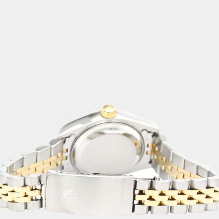 Pre Owned Rolex Champagne Diamond 18k Yellow Gold And Stainless Steel Datejust 79173G Automatic Women's Wristwatch 26 mm