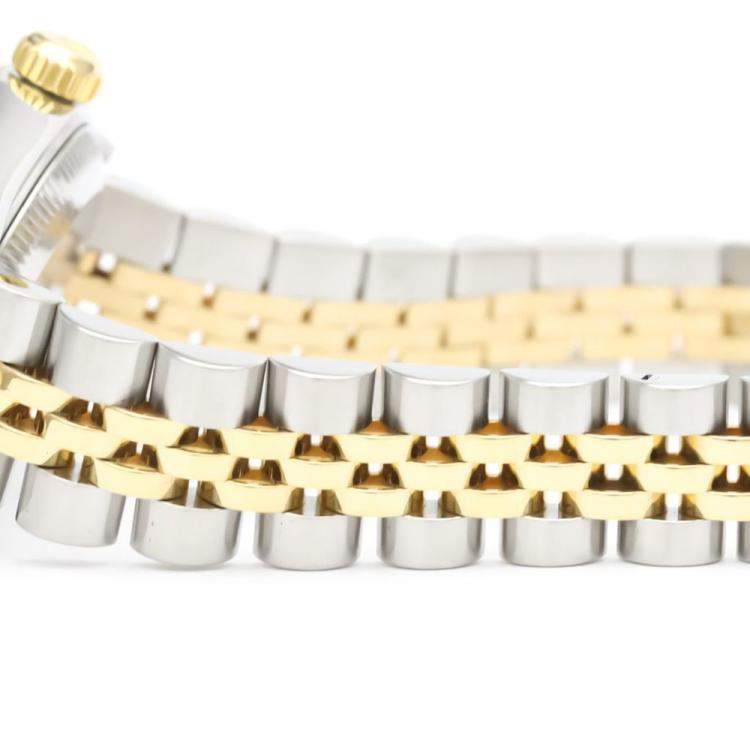 Pre Owned Rolex Champagne Diamond 18k Yellow Gold And Stainless Steel Datejust 79173G Automatic Women's Wristwatch 26 mm