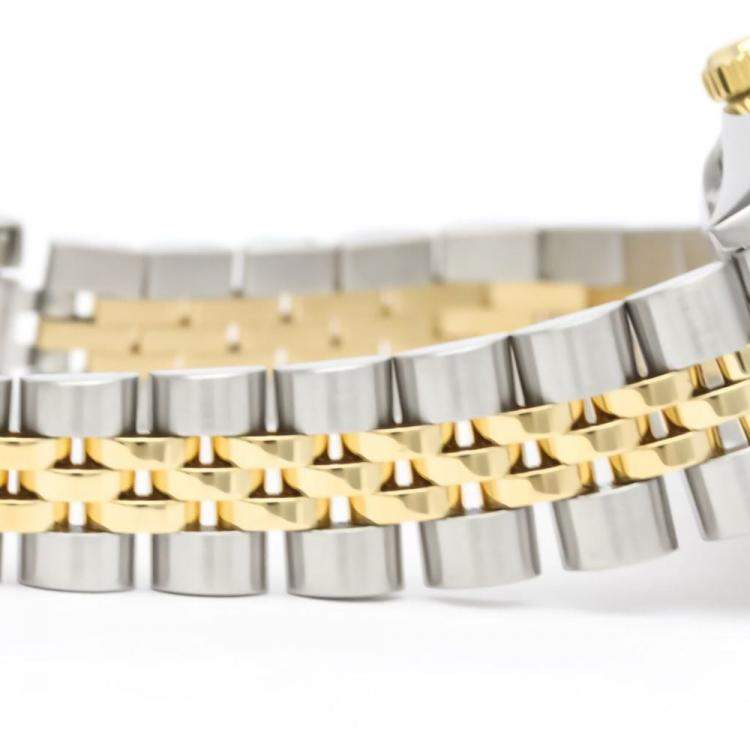 Pre Owned Rolex Champagne Diamond 18k Yellow Gold And Stainless Steel Datejust 79173G Automatic Women's Wristwatch 26 mm