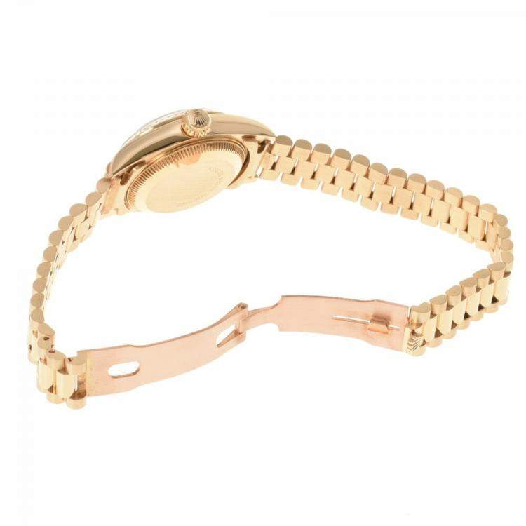 مملوكة مسبقًا Rolex Champagne 18k Yellow Gold Datejust 69178 Automatic Women's Wristwatch 26 mm