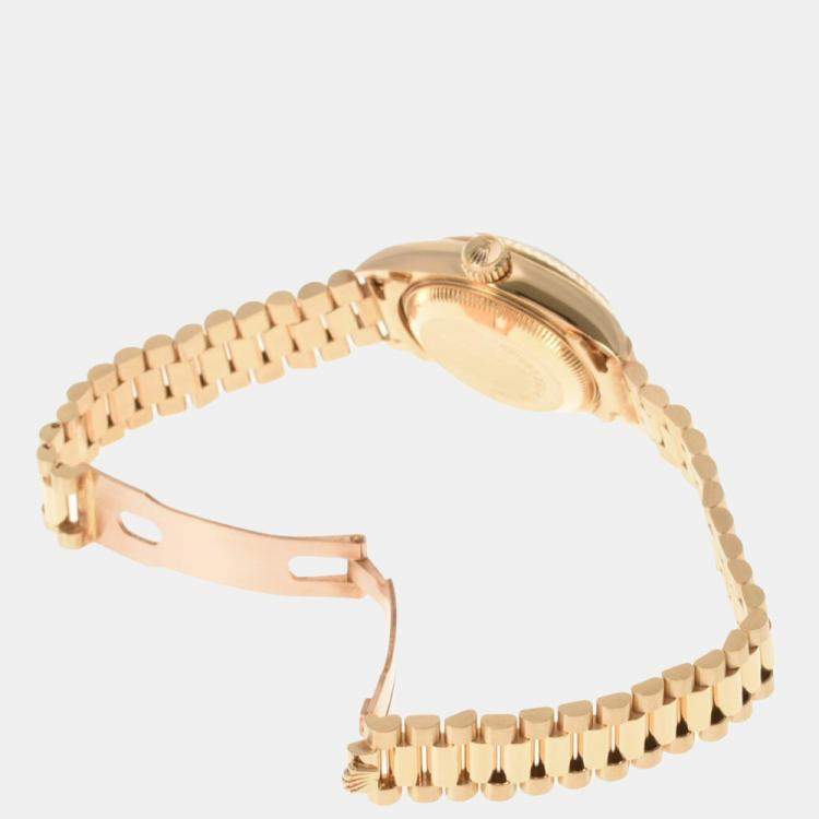 مملوكة مسبقًا Rolex Champagne 18k Yellow Gold Datejust 69178 Automatic Women's Wristwatch 26 mm