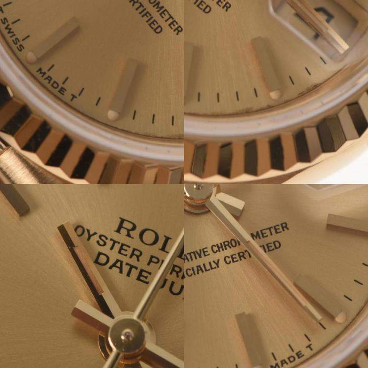 مملوكة مسبقًا Rolex Champagne 18k Yellow Gold Datejust 69178 Automatic Women's Wristwatch 26 mm