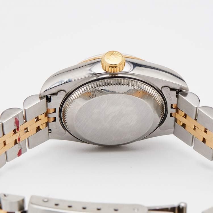 مملوكة مسبقًا Rolex Champagne Diamonds 18K Yellow Gold And Stainless Steel Datejust 69173 Women's Wristwatch 26 mm