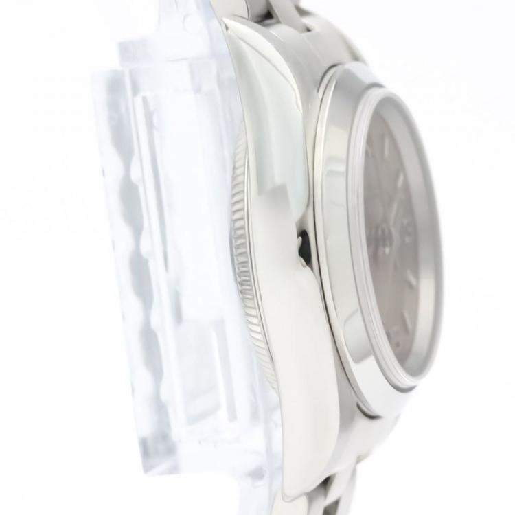 Pre Owned Rolex Orange Stainless Steel Oyster Perpetual 67180 Automatic Women's Wristwatch 24 mm