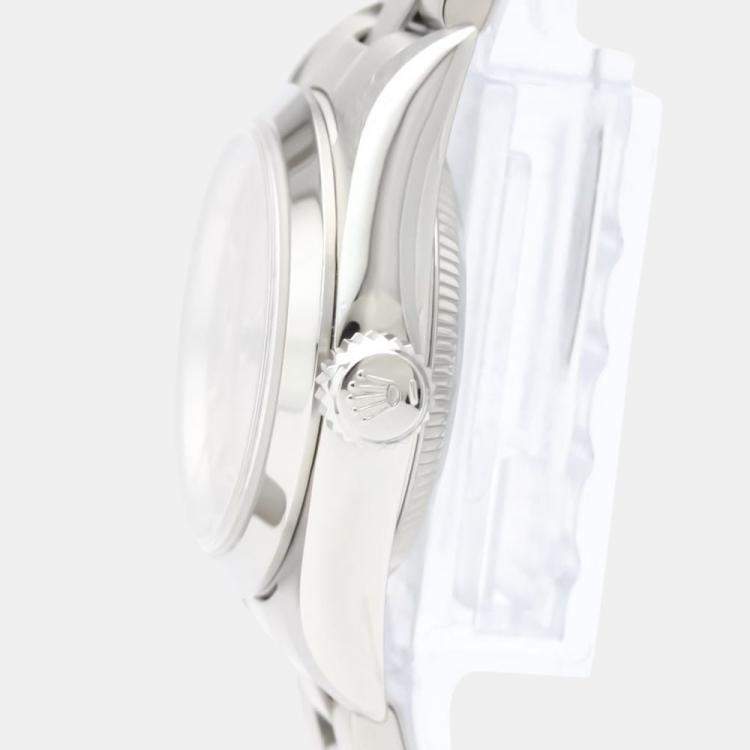 Pre Owned Rolex Orange Stainless Steel Oyster Perpetual 67180 Automatic Women's Wristwatch 24 mm