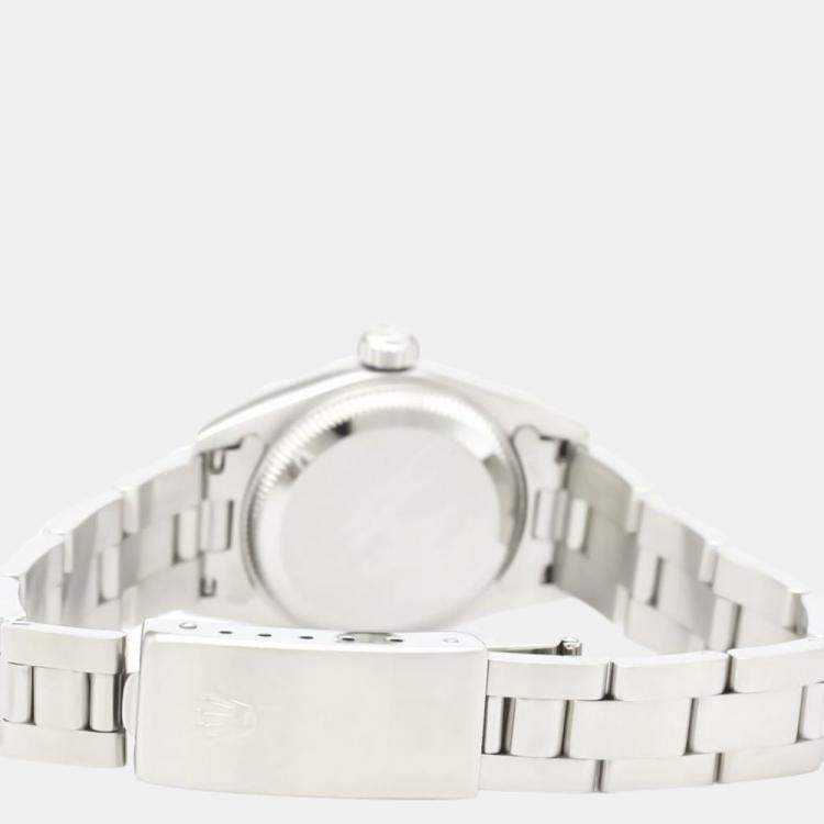 Pre Owned Rolex Orange Stainless Steel Oyster Perpetual 67180 Automatic Women's Wristwatch 24 mm