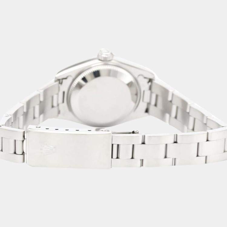 Pre Owned Rolex Orange Stainless Steel Oyster Perpetual Date 79190 Automatic Women's Wristwatch 25 mm