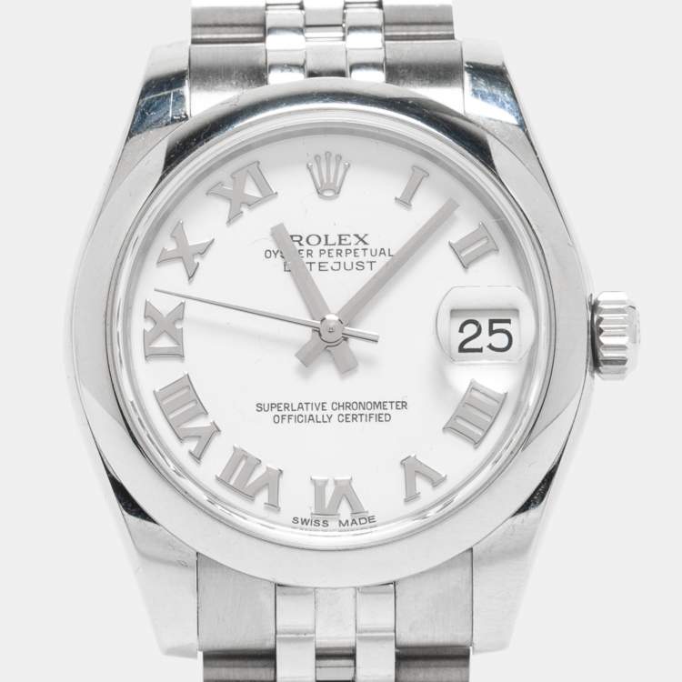 Pre Owned Rolex White Stainless Steel Datejust 178240 Women's wristwatch 31 mm