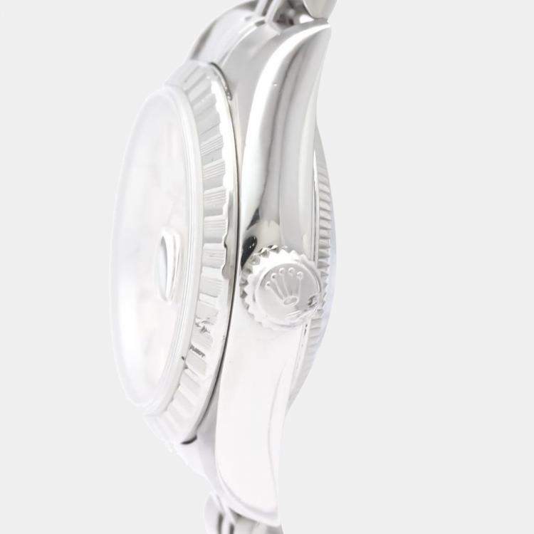 Pre Owned Rolex Silver Stainless Steel Oyster Perpetual Date 79240 Automatic Women's Wristwatch 25 mm