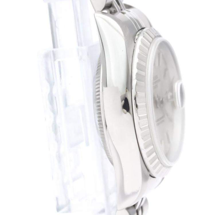 Pre Owned Rolex Silver Stainless Steel Oyster Perpetual Date 79240 Automatic Women's Wristwatch 25 mm
