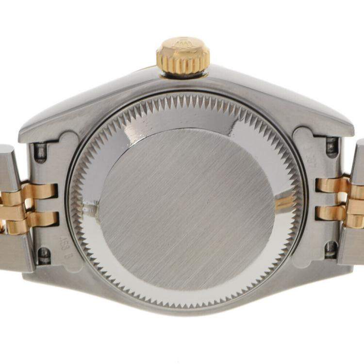 Pre Owned Rolex Champagne Diamond 18k Yellow Gold And Stainless Steel Datejust 69173G Automatic Women's Wristwatch 26 mm