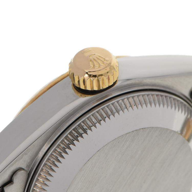 Pre Owned Rolex Champagne Diamond 18k Yellow Gold And Stainless Steel Datejust 69173G Automatic Women's Wristwatch 26 mm