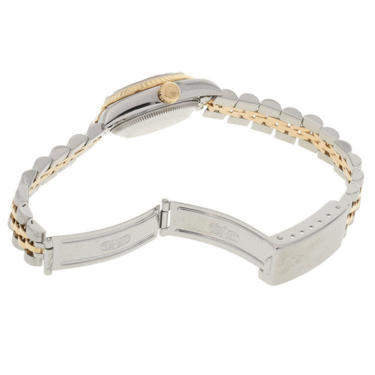 Pre Owned Rolex Champagne Diamond 18k Yellow Gold And Stainless Steel Datejust 69173G Automatic Women's Wristwatch 26 mm