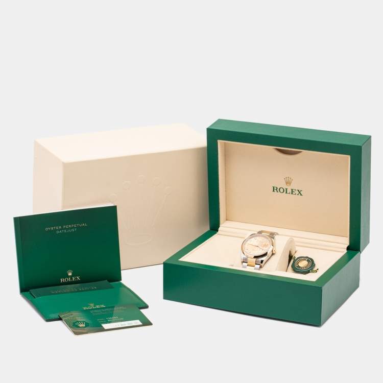 Pre Owned Rolex Champagne Diamond 18k Yellow Gold Stainless Steel Datejust M126203-0034 Unisex Wristwatch 36 mm