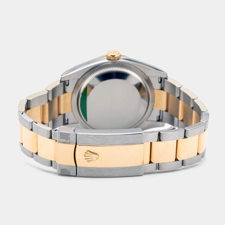 Pre Owned Rolex Champagne Diamond 18k Yellow Gold Stainless Steel Datejust M126203-0034 Unisex Wristwatch 36 mm