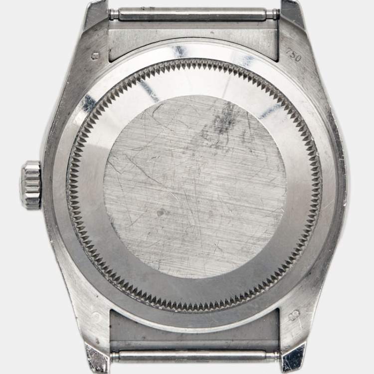 Pre Owned Rolex Silver Diamond 18k White Gold Datejust 116139 Unisex Wristwatch 36 mm
