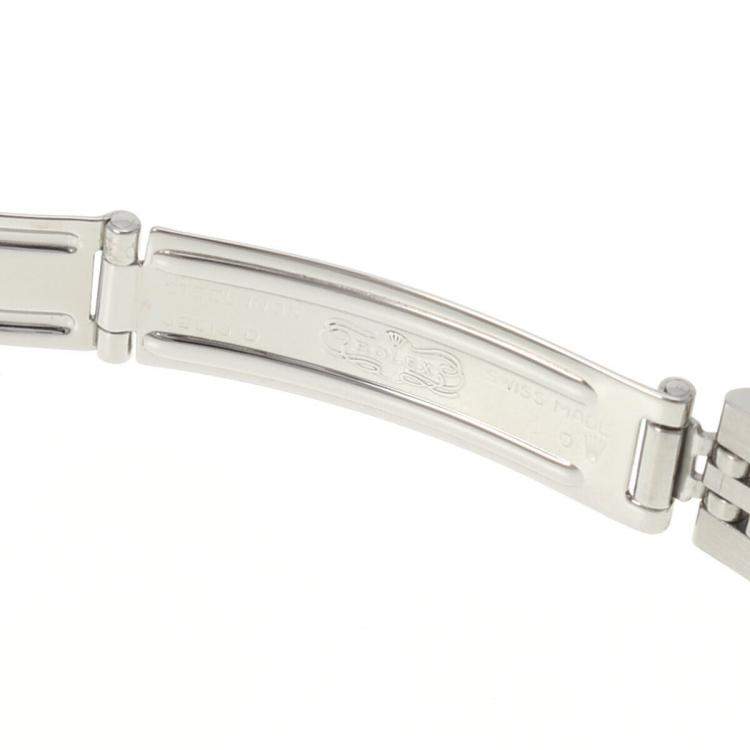 Pre Owned Rolex Silver Diamond 18k White Gold And Stainless Steel Datejust 69174 Automatic Women's Wristwatch 26 mm