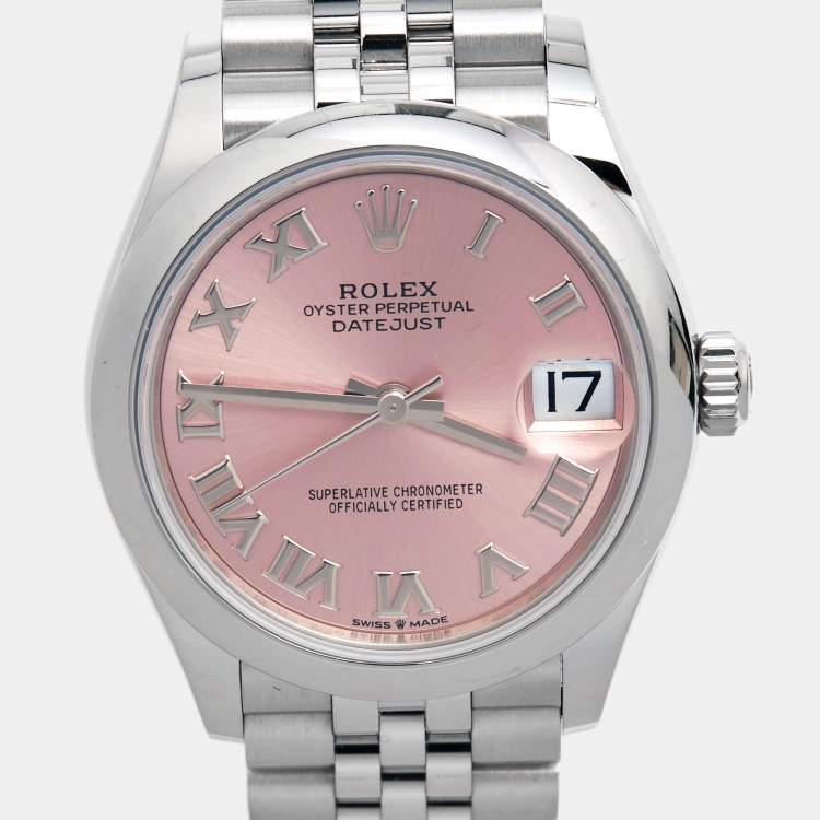 Pre Owned Rolex Pink Oystersteel Datejust M278240-0014 Women's Wristwatch 31 mm