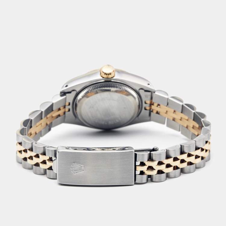 Pre Owned Rolex Champagne Diamond 18k Yellow Gold Stainless Steel Datejust 69173 Women's Wristwatch 26 mm