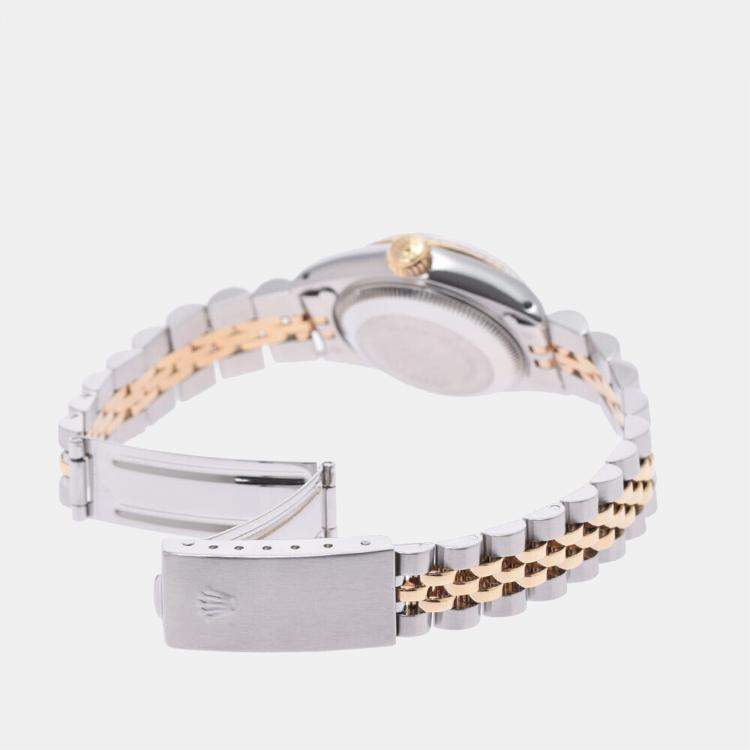 Pre Owned Rolex Champagne 18K Yellow Gold And Stainless Steel Datejust 69173 Women's Wristwatch 26 mm