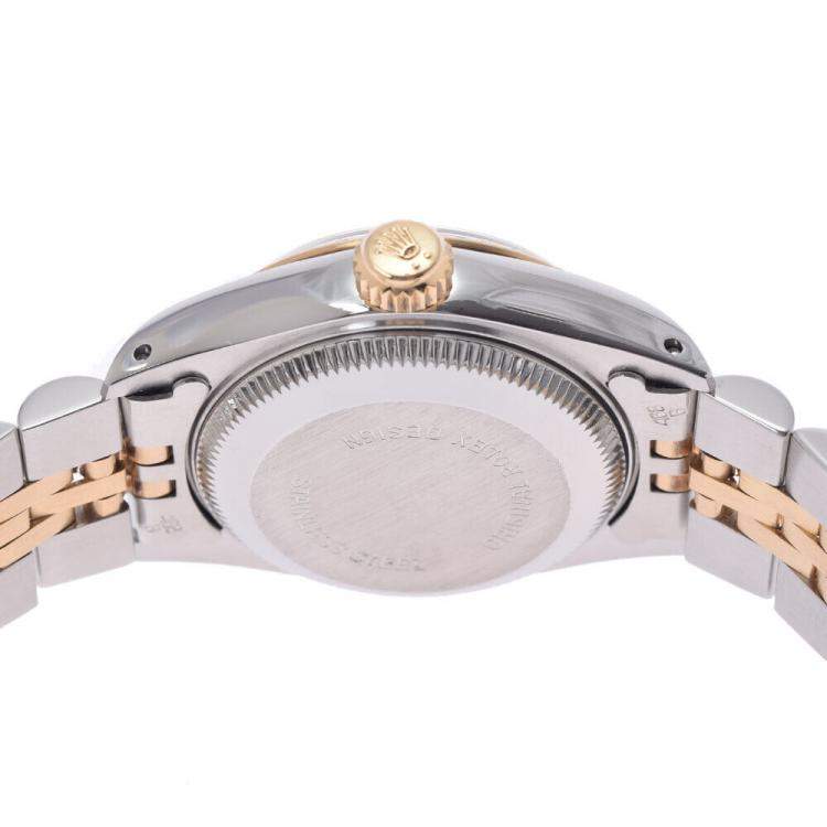 Pre Owned Rolex Champagne 18K Yellow Gold And Stainless Steel Datejust 69173 Women's Wristwatch 26 mm
